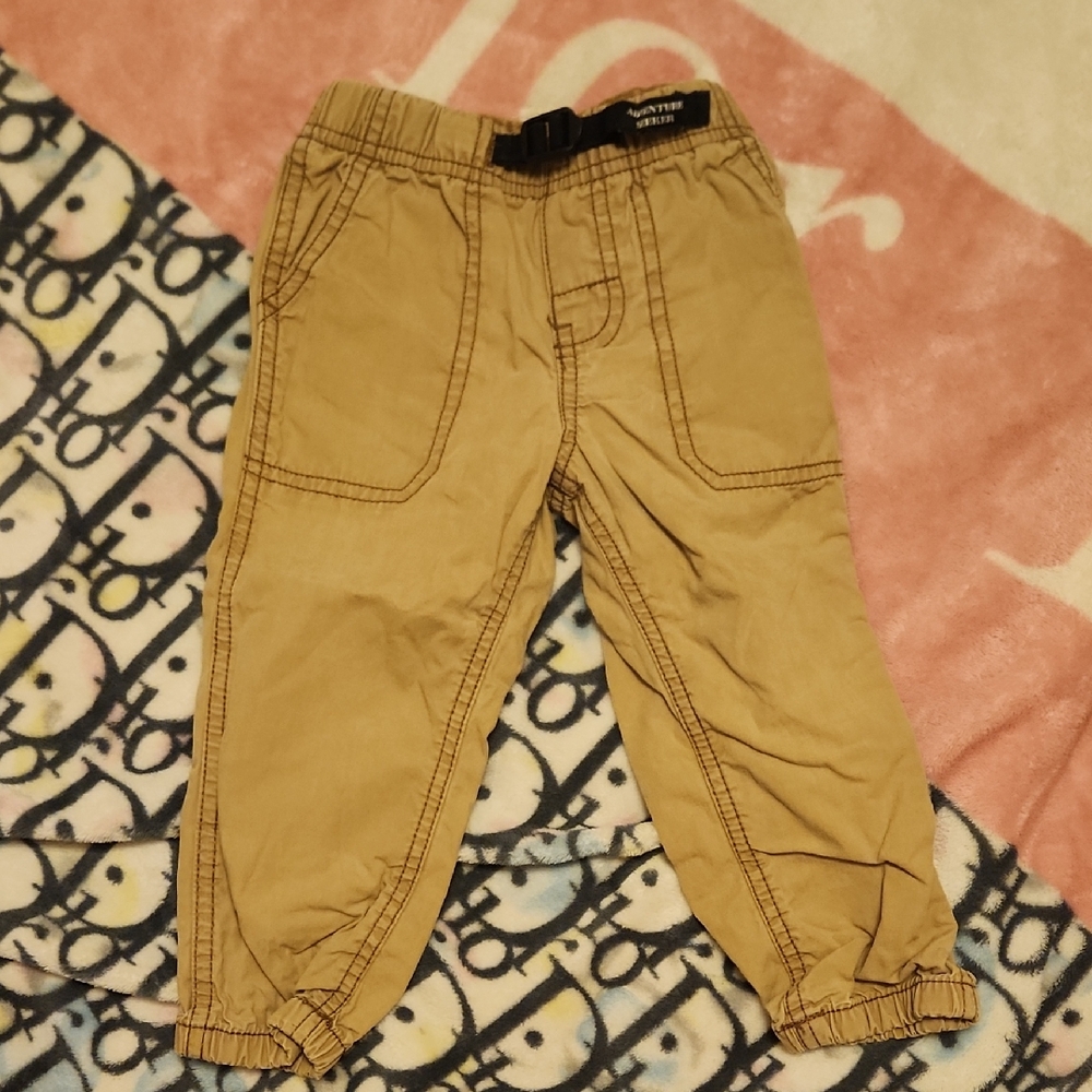 Tan Cargo Pants with Built In Belt